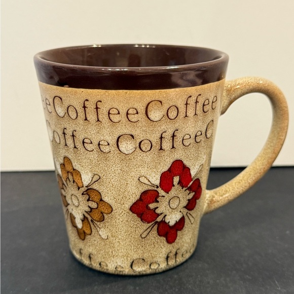 Floral Coffee Mug - Brown and Red - Picture 1 of 12